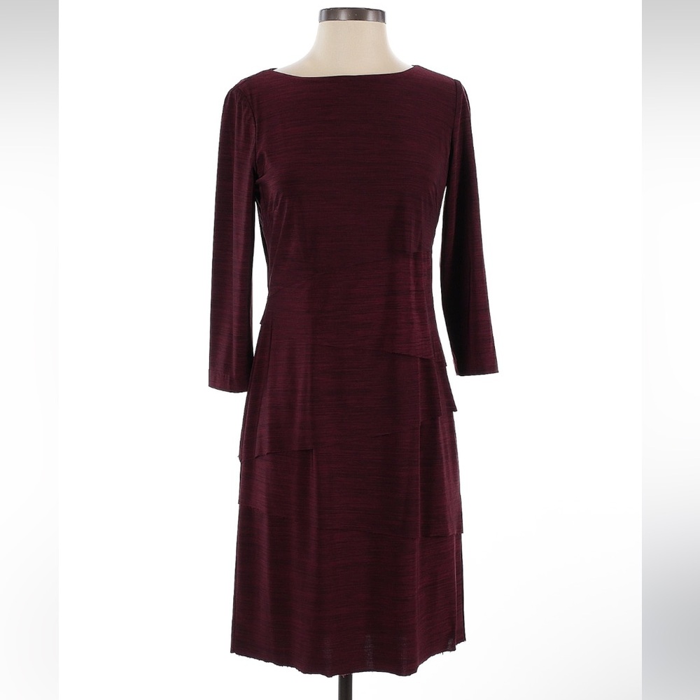 Tahari ASL Long Sleeve Dark Purple Dress